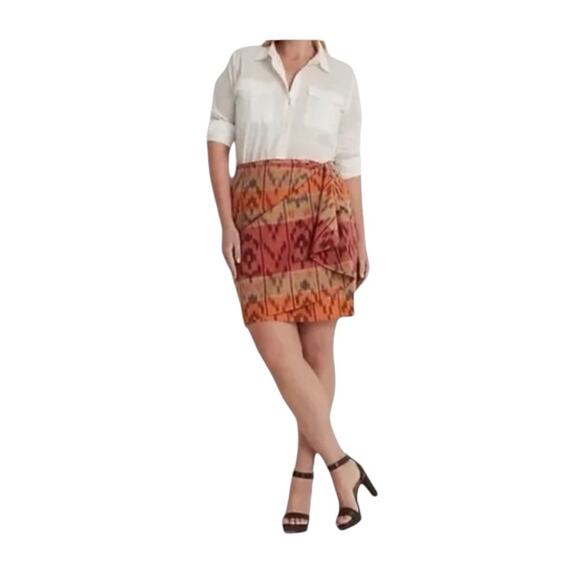 Lauren Ralph Lauren True Wrap Skirt Above  Knee Geo Motif Ruffle Ikat  NEW 14 - Picture 8 of 11